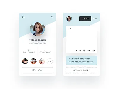 Profile Card & Writing Screen card design profile card writing screen
