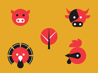 Animal circle icons animal chicken cow food icon infographic pig tree turkey