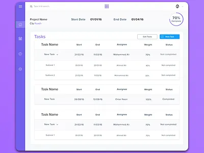 Task Management App management purple tasks ui ux