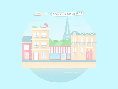 Bonjour de Paris :) bonjour colors debut flat illustration new paris