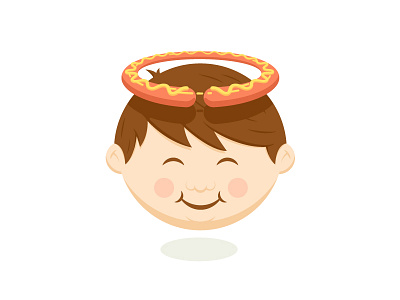 😇 angel emoji emojibook face fat food halo happy head hot dog illustration kid