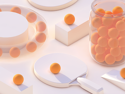 Ping Pong ball c4d cinema4d orange paddle ping pong pong