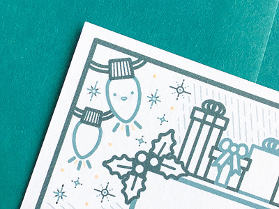 Holiday Card Sneak Peek art cards christmas cute drawing gifts holiday holidays illustration kawaii lights vector