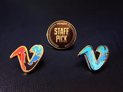 Vimeo Pin Swag enamel gold laurels pins staff pick swag vimeo wave