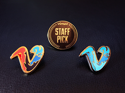 Vimeo Pin Swag enamel gold laurels pins staff pick swag vimeo wave