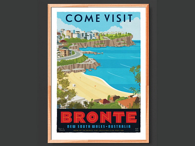 Come Visit Bronte bronte bronte beach calicoandfelt eastern suburbs illustration poster poster art russelltate russelltatedotcom tamarama travel poster waverley