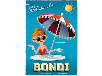 Welcome to Bondi art artprints bondi bondiart calicoandfelt illustration poster posterart russelltate russelltatedotcom travelposter