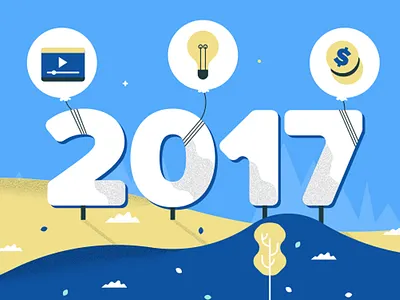 Content Marketing Trends in 2017 2017 blue content content marketing flat illustration marketing new year vector