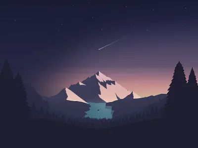 Mountain illustration landscape mountain sunset