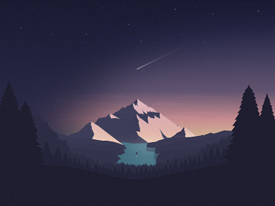 Mountain illustration landscape mountain sunset