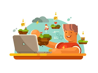 Game modeler design digital flat game illustration kit8 model modeler modern technology vector