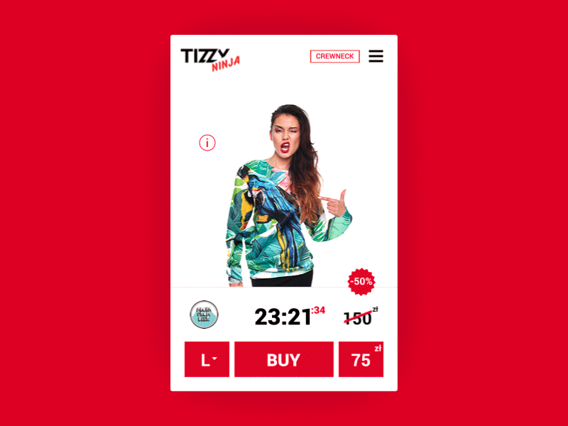 Tizzy Ninja clean ecommerce fresh mobile product streetwear ui ux