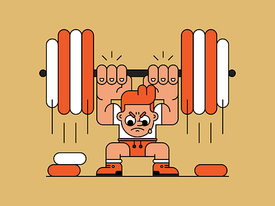 Mr. Muscle anger character design gym illustration muscle pain weights