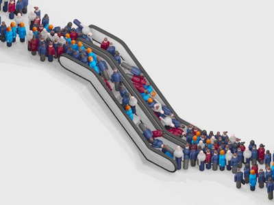 Escalator Jam 3d animation c4d characters commute gif train