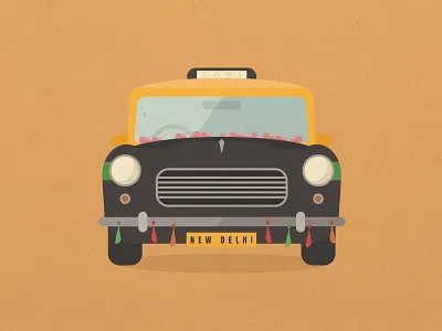 New Delhi Cab cab car colourful delhi illustration illustrator india indian new taxi vector