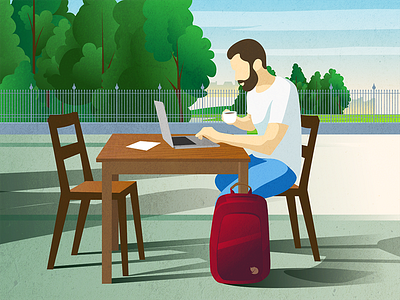 Explorer City 2 backpack city coffee illustration macbook park