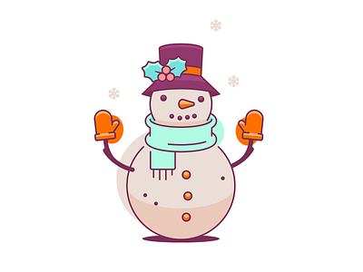 Snowman christmas color icon illustration line snowman