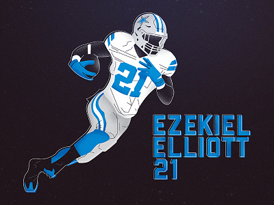 Exekiel Elliott 21 cowboys dallas football grunge illustration nfl sports texas