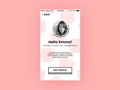 #12 Daily UI Challenge - User coral dailyuichallenge pastel pattern pink profile salmon uichallenge user