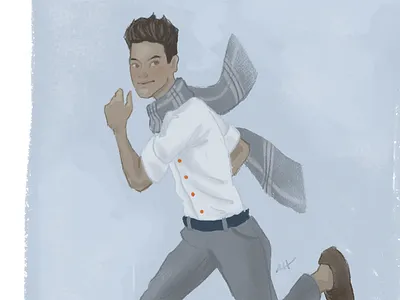 California style winter business illustration person portrait winter