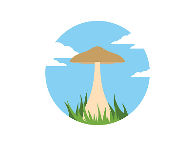 Psilocybe Cubensis clouds illustration minimal mushroom nature simple vector