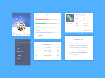 Game Stats UI bar cards date gaming item menu score stats sword ui kit