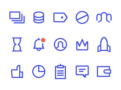 Account icons account alarm crown flat icon set icons pixel perfect rocket set sidebar user web