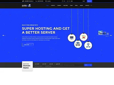 Super Host - Ideal PSD Template For Domain And Hosting website creative envato header hosting landing page minimal sign server technology template ui ux vps
