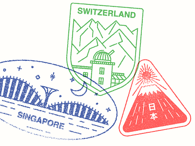 Monocle Visa Stamps 01 badge japan monocle mount fuji patch singapore stamp switzerland visa