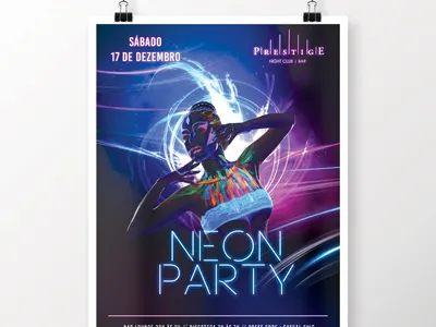 Prestige Night Club Flyer - Neon Party branding flyer neon party nightclub prestige