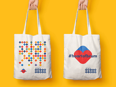 Birmingham Smithfield Tote Bags bags birmingham clean grid heart print smithfield symbol textile tote