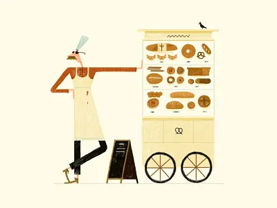 Holiday Treats apron baker chalk board character character design drawing food hat illustration pastries stand texture