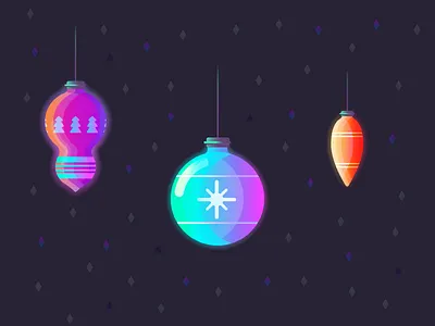 Neon Hangings christmas decorations globes gradients graphic design hangings illustration neon