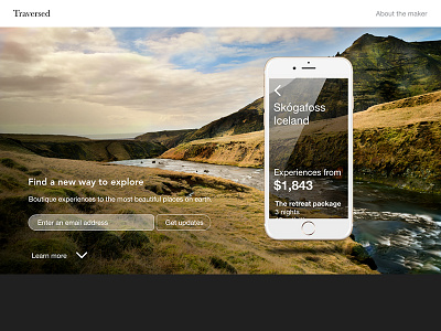 Traversed Landing Page app design landing page travel