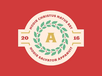 Hodie Christus Natus Est badge christmas gift latin laurel moriston regina black tag wreath