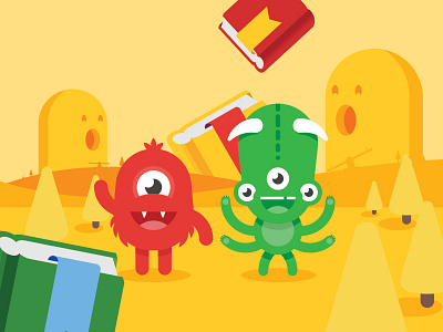 Squiggle Park Monsters alien books children education flat game kids monster mountains yellow youth