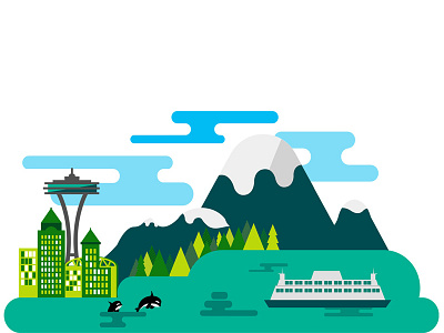 Seattle Illustration cityscape drawing illustration pnw seattle vector