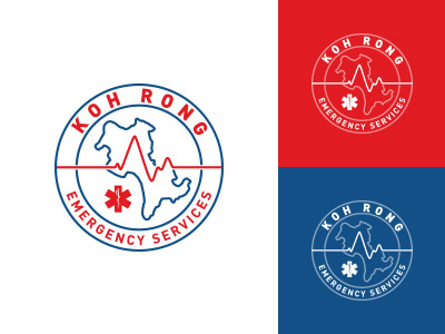 Koh Rong Emergency Services badge circle ecg graph heart island koh rong logo service typography