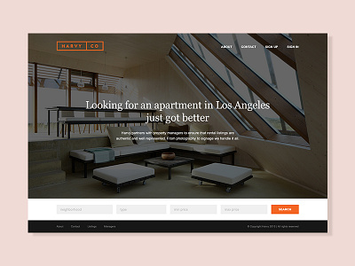 Harvy & Co apartments clean listings minimal orange search