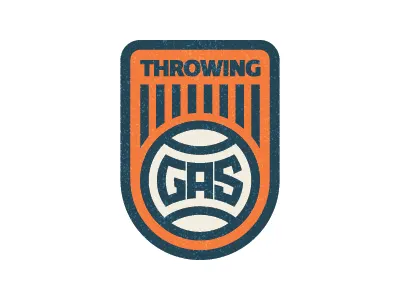 Throwing Gas Baseball Badge badge ball baseball blue fastball gas logo orange retro texture throw vintage