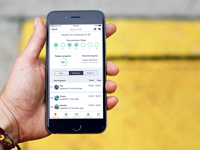 Streak mode UI challenge mode fitness challenge hikuu iphone app kuuhubbard mobile streak stridekick ui ux