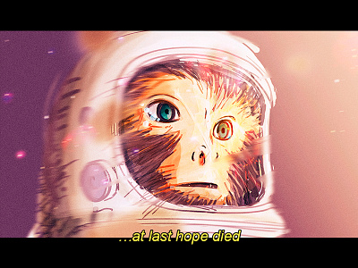 Monkey crying death drops explotion hope illustration monkey movie sad space story