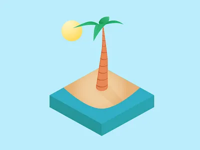 Isometric Palm isometric palm tree water beach sand sun