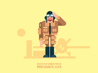 Old Pilot animation design flat illustration man old pilot tutorial vector