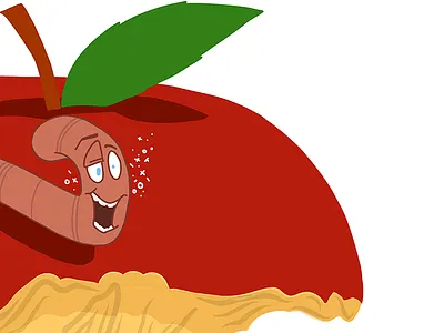 Drunk Worm apple art core digital drink drunk fruit illustration vector worm