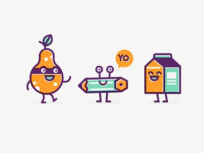 Icons character cute fruit icon icons illustration line art milk patswerk pear pencil vector