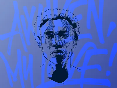 Awaken, My Love! - Illustration drawing hip hop illustration inking lettering music musician neon rap type design typography vector