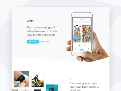 Vendr App - Landing page app e commerce iphone landing page startup website