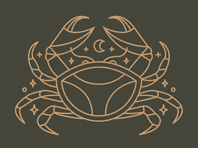 Celestial crab astrology cancer crab linework moon print space stars