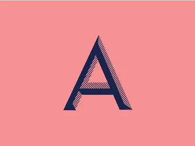 'A' a blue futura icon logo pink type typography